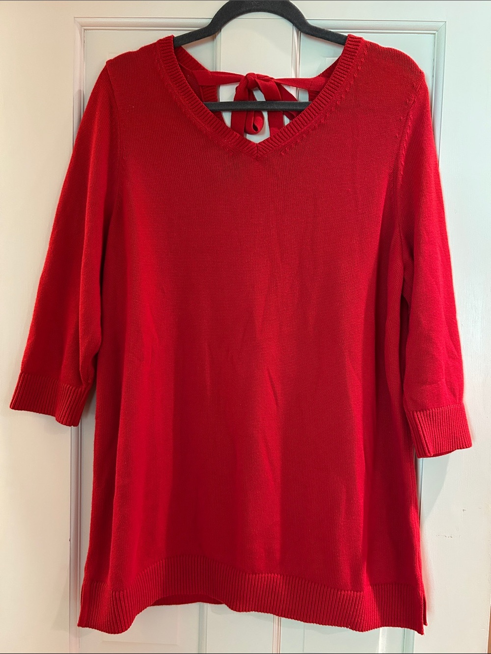 Talbots Red V-Neck Tie-Back Sweater X